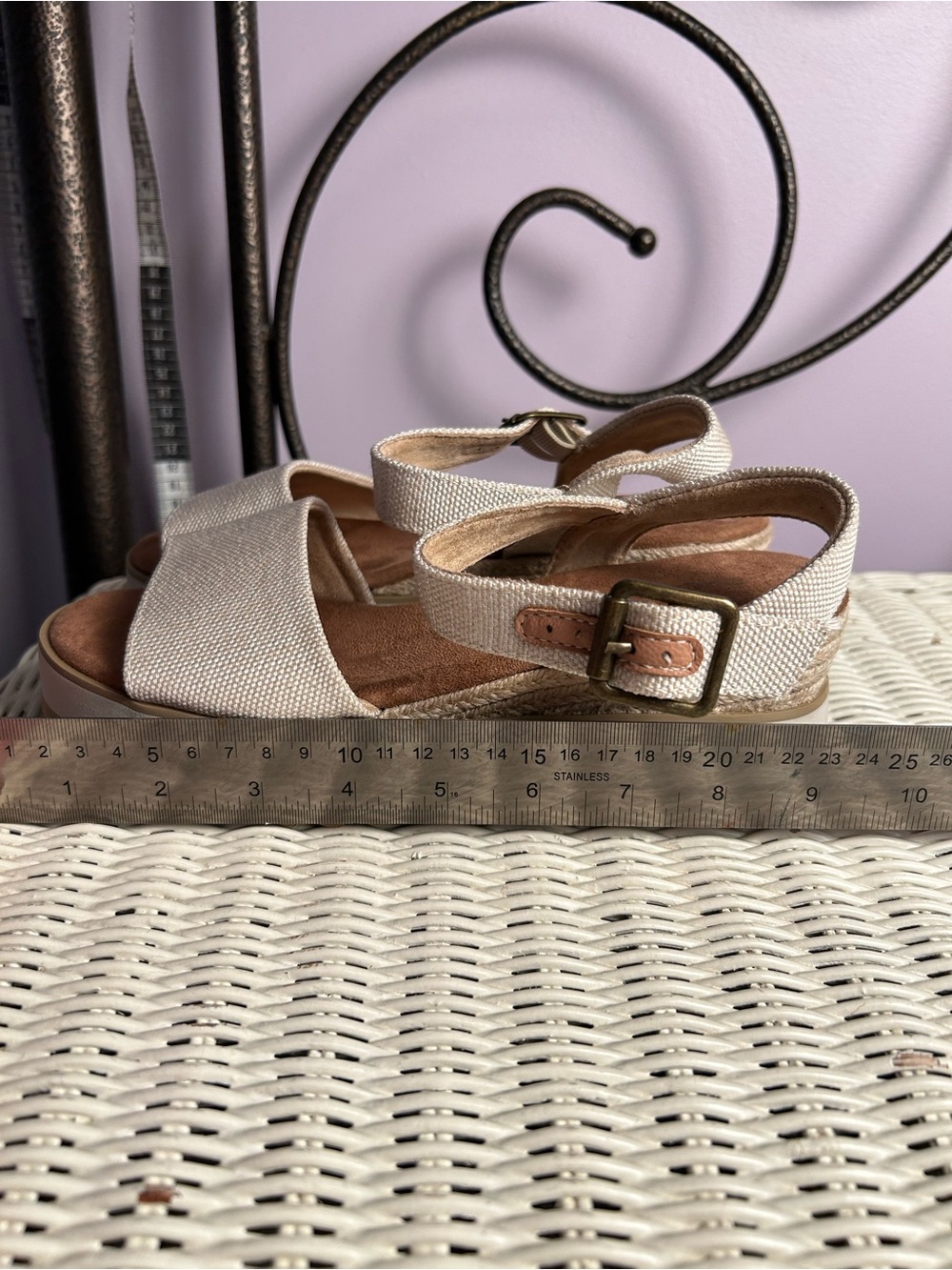 NWOT Dream Pairs Platform Espadrille Sandals Beige Canvas Ankle Strap Womens - Picture 8 of 9